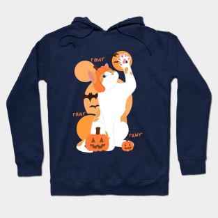 HALLOWEEN PUMPKIN WHITE ORANGE CAT Hoodie